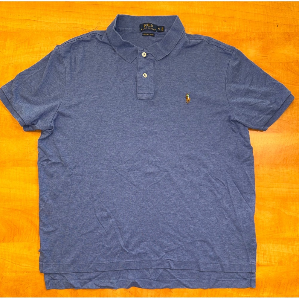 Polo Ralph Lauren Pima Soft Touch Blue Heather Polo Shirt Mens XL Short Sleeve